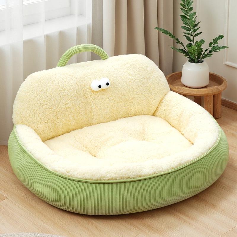 All-Season Soft Cat & Dog Bed: Cozy, Skin-Friendly, Non-Removable Nest Sofa with Thick Padding