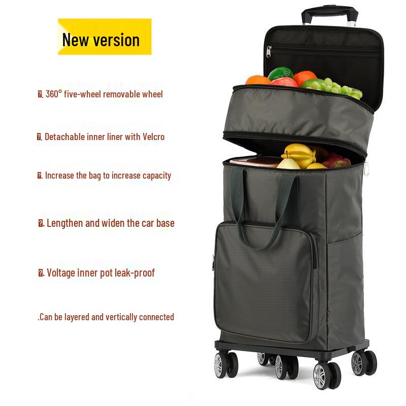 Carrello della spesa pieghevole leggero con manico telescopico e ruote universali per generi alimentari e campeggio