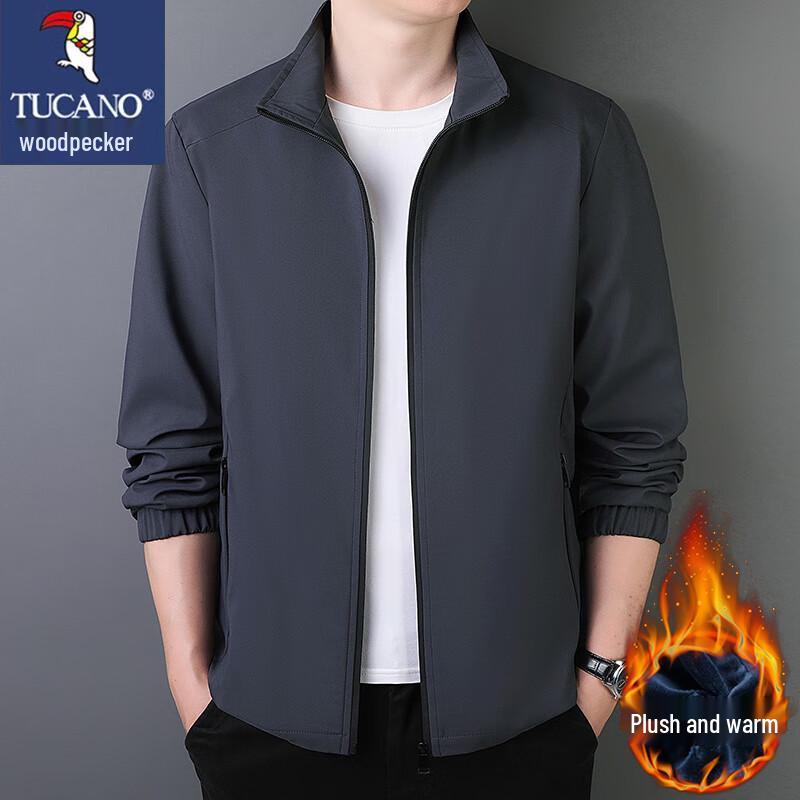 

TUCANO Men s Autumn/Winter Fleece-Lined Stand-Collar Casual Jacket XL