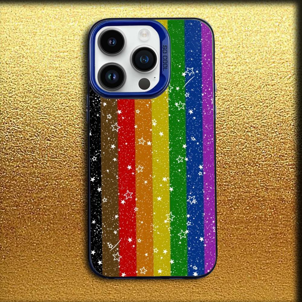 Gay Lesbian LGBT Rainbow Phone Case For iPhone 16,15,14,13,12,11,Mini,Pro,MAX Blue Matte Silicone Cover
