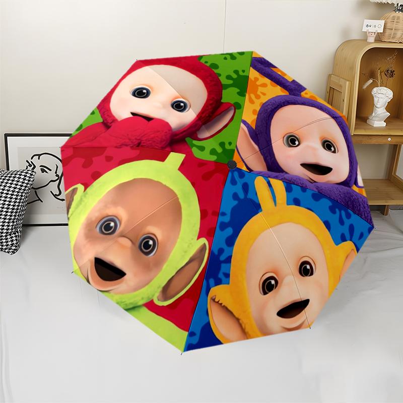 Teletubbies Theme Automatic Umbrella, Lightweight & Portable, 8 Rib, Perfect for Outdoor Travel, Birthdays, Christmas, Gifts.