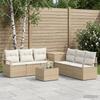 Sofa Set 8 Pcs Beige and Cream White Poly Rattan and Steel