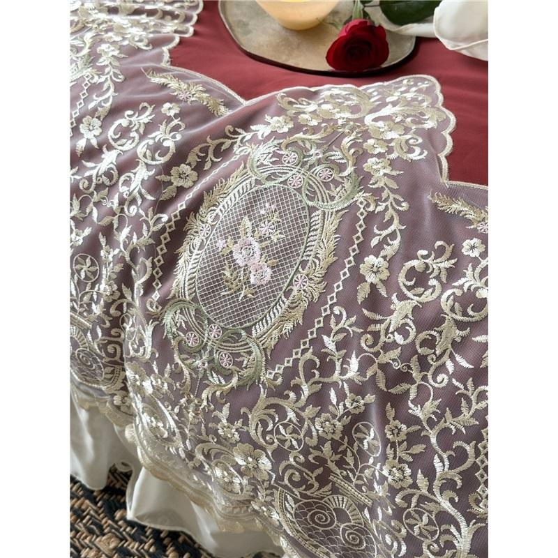Luxuriöses Prinzessinnen-Bettbezug-Set mit Spitzenrüschen, 4-teilig - Weiche, lange Baumwollbettwäsche, komplett aus Baumwolle