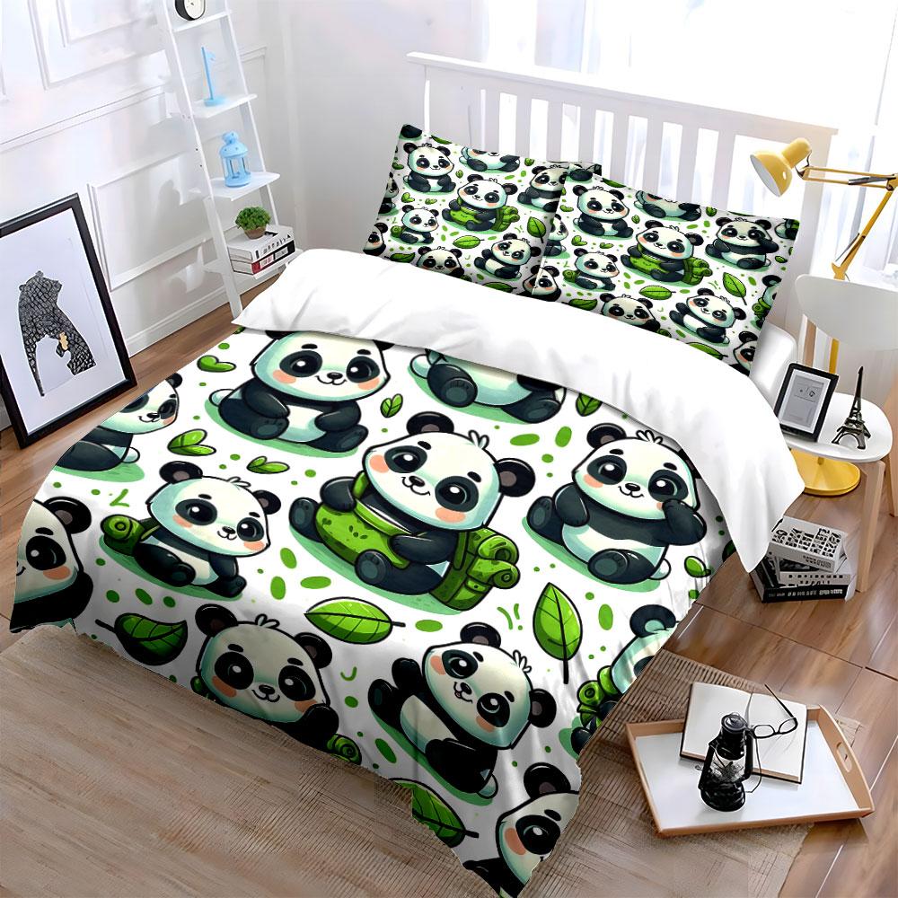 "Adorable pandas amidst greenery" Bedding sets Duvet covers Pillowcases(1* Duvet Cover 2* Pillowcases without duvet insert)