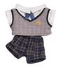 20cm Plush Doll Clothes, Handmade, Stuffed Doll Clothes, 4-Piece School-Style Plush Outfit Set: Vest, Shirt, Ribbon, and Pants (Gray, 20cm) [Used]