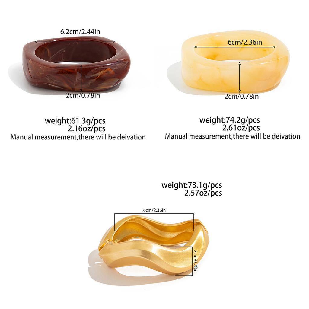 SHIXIN 3 Styles Minimalist Resin Acrylic Thick Wide Bracelet for Women Vintage Irregular Wave Cuff Bangle Charm Hand Jewelry New