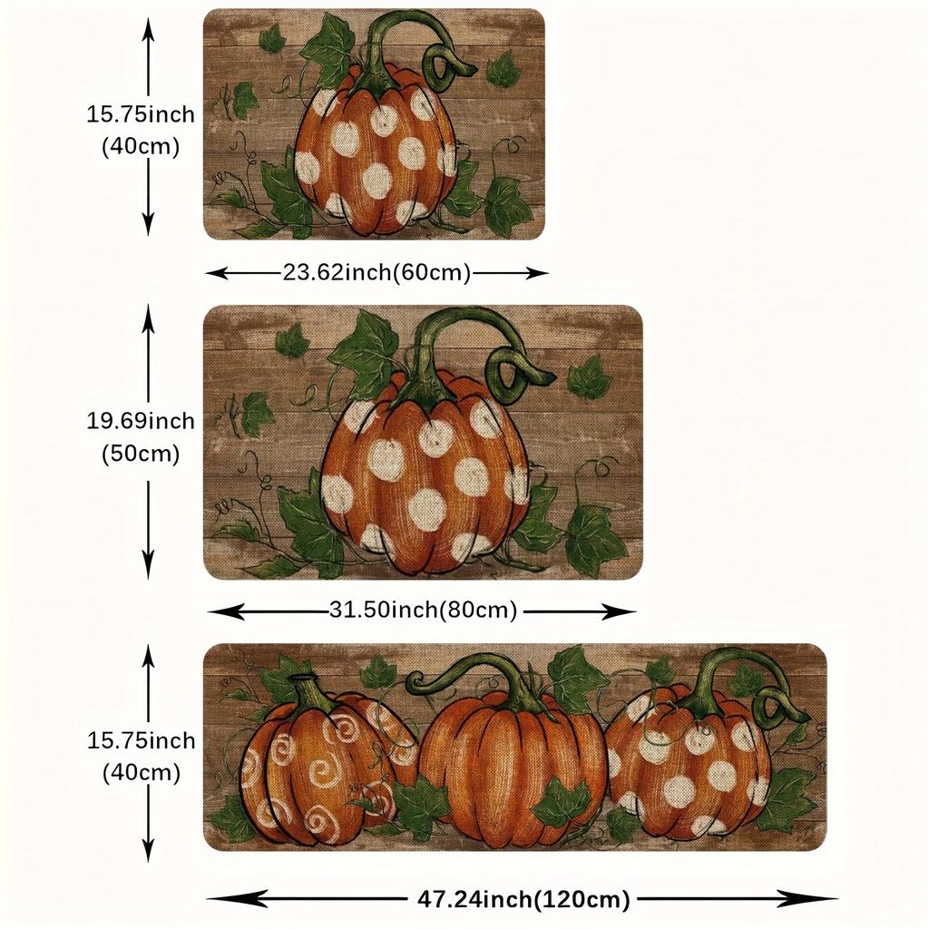 1Pcs Anti Fatigue Kitchen Rug   Pumpkin Pattern Waterproof Non-Slip Thick Cushioned Kitchen Mat Heavy Duty Comfort Standing Mat for Kitchen