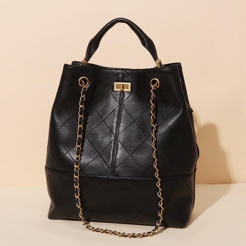 Factory Korean Diamond-style Chain Bucket Bag Sheepskin Light Luxury Women's Large-capacity High-end Portable Tote