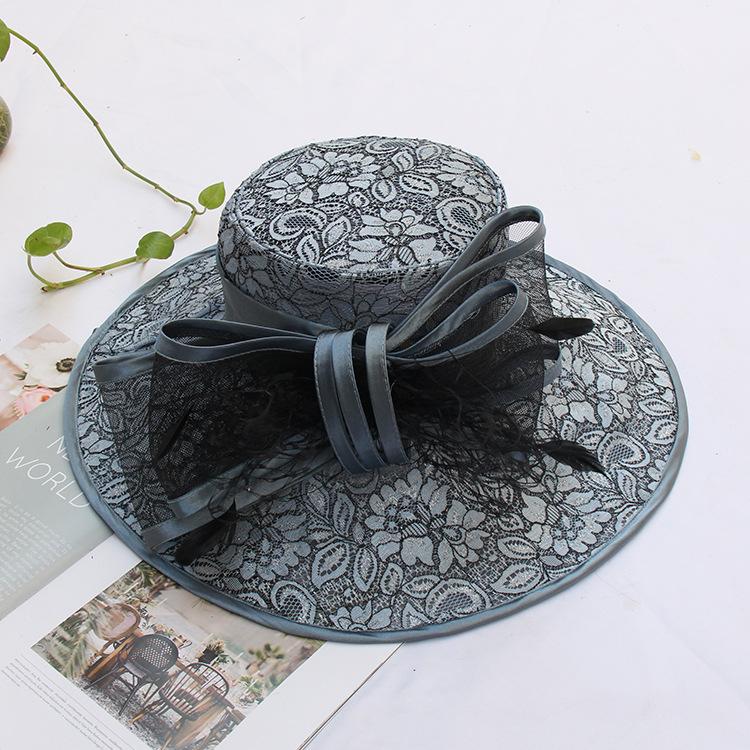 Fashion Trendy Brand Breathable Mesh Visor Women'S Summer Lace Flower Beach Hat Folding Sunscreen Sun Hat