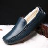 Winter Fur Loafers Men Casual Shoes Cotton Leather Dress Shoes Slip-on Flats Plush Man Moccasins Fleece Lined Driving Shoes
