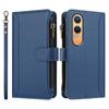 For Oppo K12x 5G (China)/OnePlus Nord CE4 Lite 5G Leather Case 9 Card Slots Zipper Wallet Stand Phone Cover with Wrist Strap