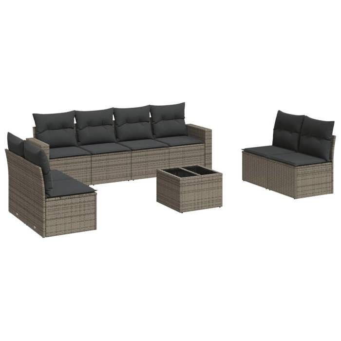 VidaXL Garden Lounge Set with Cushions 9 Pcs, Sofas with Adjustable Feet, Outdoor Furniture Set Patio Terrace, 3251197