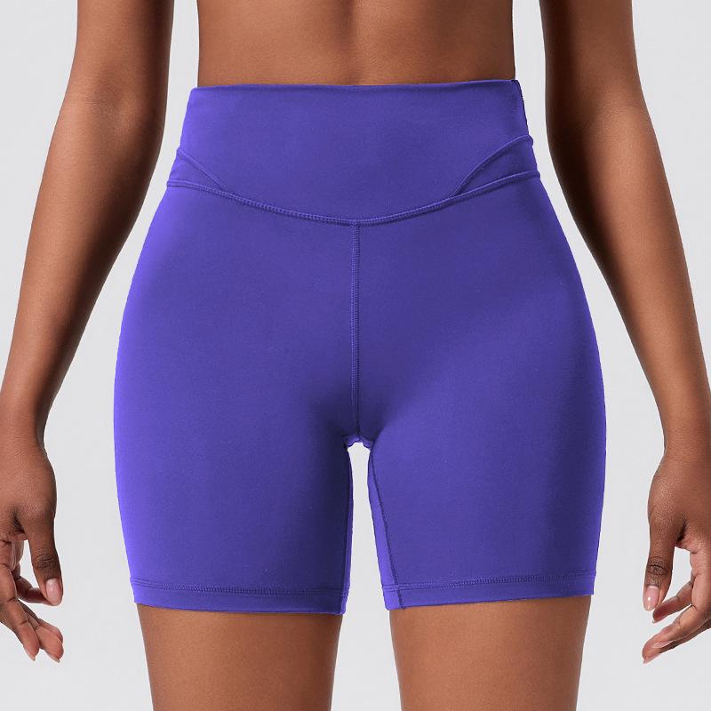 

Европейские и американские спортивные шорты с высокой талией: Йога- и беговые брюки для женщин с эффектом подтяжки бедер Large темно-синий