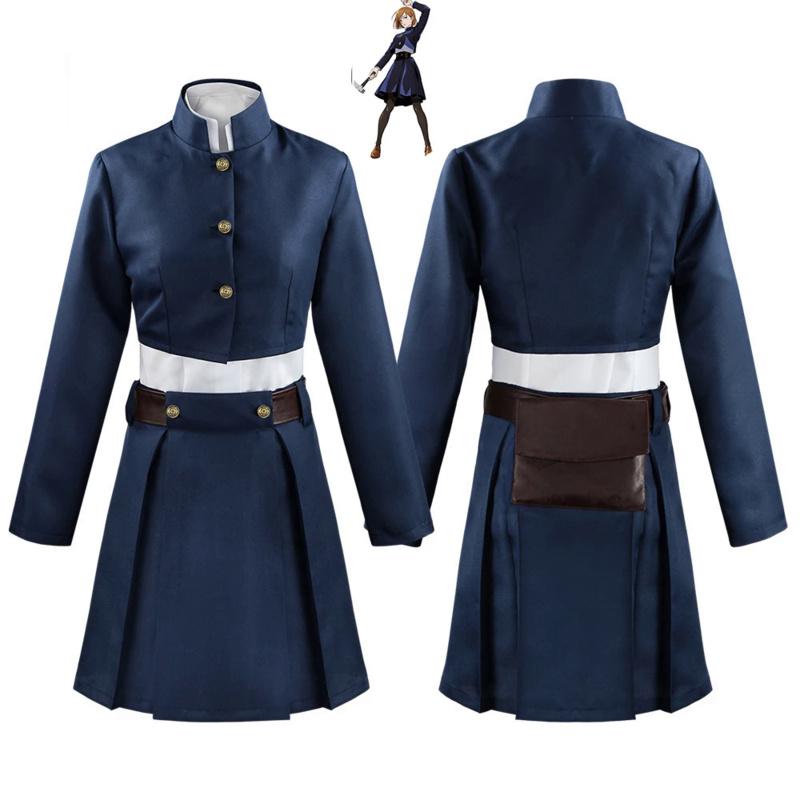 Anime Jujutsu Kaisen Kugisaki Nobara Cosplay Costume Top Skirt Halloween Wigs Women Waist Bag Fancy Party Dress Set