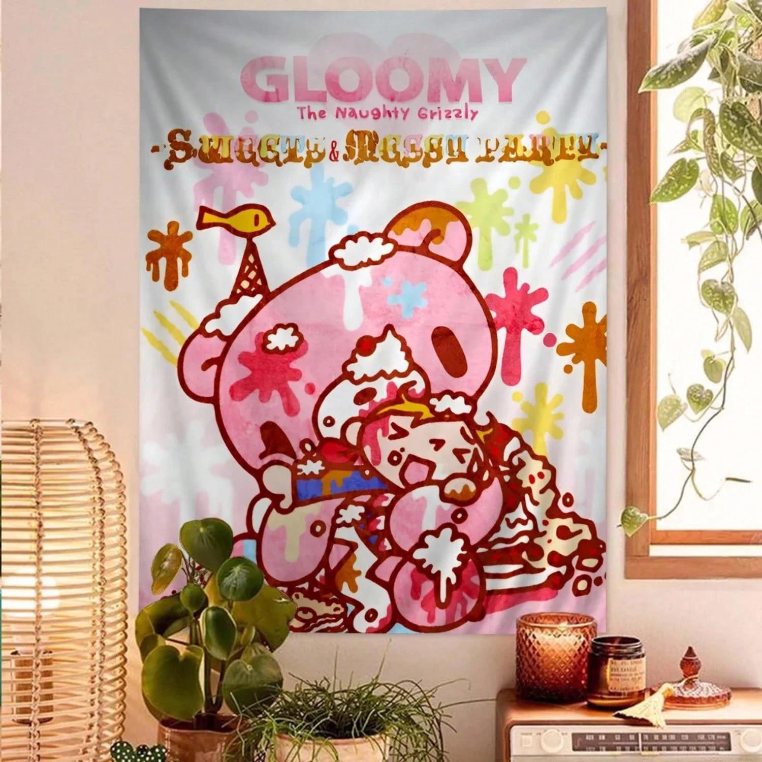 

Cartoon GGloomy Bear Printed Large Wall Tapestry Buddha Wall Decoration Witchcraft Bohemian Hippie Decor 74x94cm(29x37in)