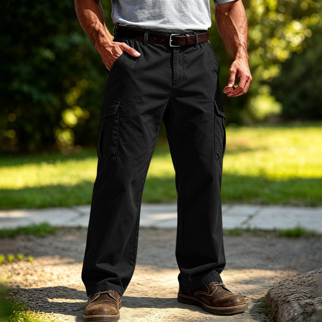 Men's Cargo Sweatpants with Elastic Waistband and Drawstring Straight Leg Joggers for Casual Everyday Wear