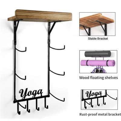 Suporte de tapete de ioga de parede, acessórios de armazenamento de prateleira de academia, suporte de toalhas para casa, suportes de sistema de rack de fitness (Sem tapete de ioga)
