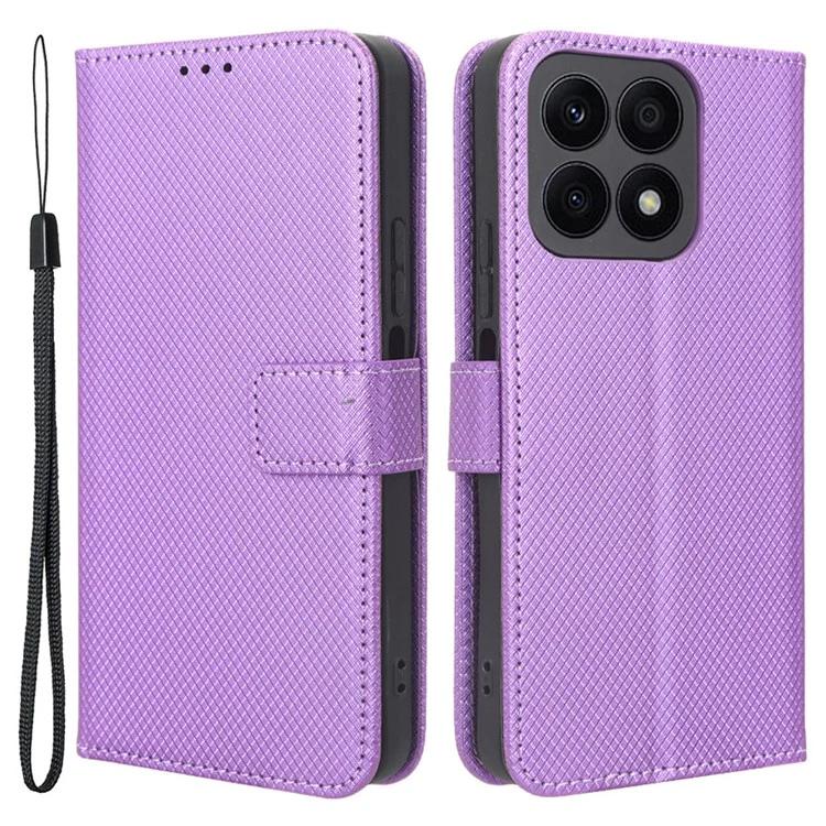 For Honor X8a 4G Wallet Phone Case Diamond Texture PU Leather Magnetic Flip Stand Cover