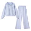 Women's Casual Cotton Blend Hooded Sweatshirt & Flared Pants Set