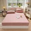 100% Cotton Solid Color Fitted Bed Sheet Set - 3 Pieces, Single/Double Size, Pure Cotton for Home or Dorm.