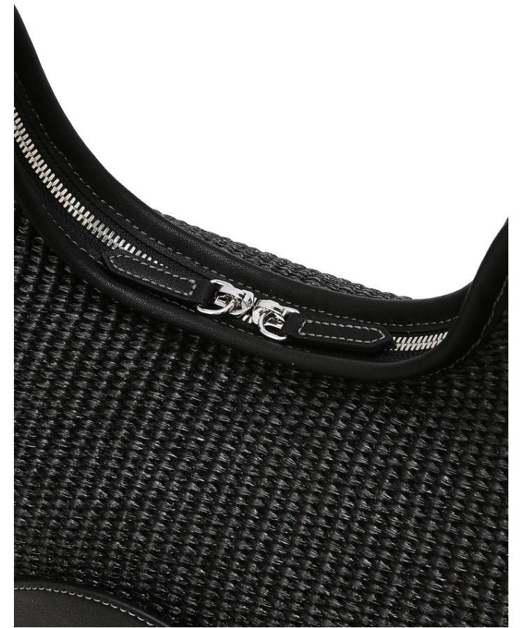 Athe Vanessabruno [Ecole] Black Ecole Raffia Shoulder Bag Aaba6E822Bk