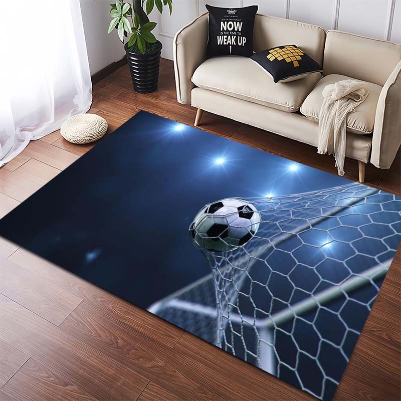 Red Abstract Swirl Splatter Classic Soccer Graphic Non Slip Area Rug Washable Sports Football Fan Living Bedroom Game Room Decor Floor Carpet