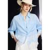 Wudao Women's French Lapel Lace Tencel-Ramie Blouse