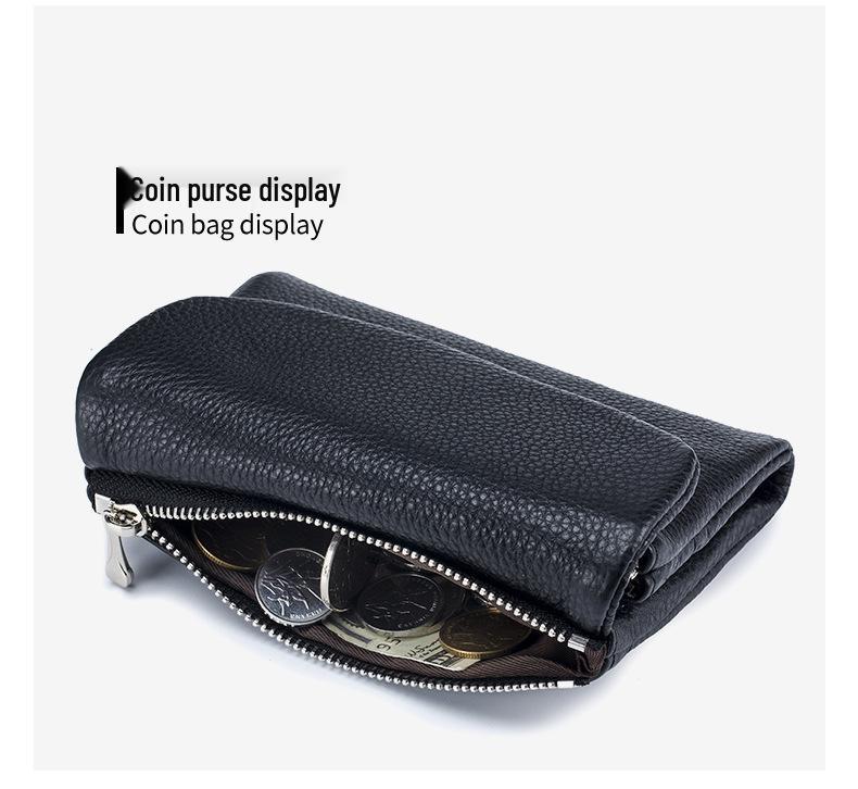 Damen Echtleder High-End Kurze Geldbörse - Weiches Rindsleder, Diebstahlsicher, Großes Fassungsvermögen