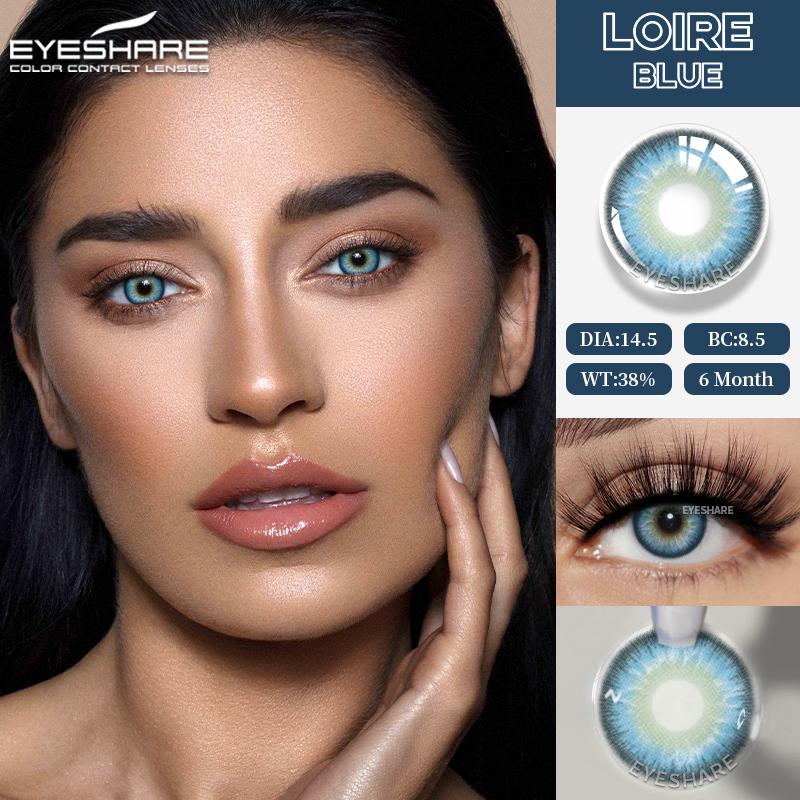 Eyeshare 2 Stück Neue Farbige Kontaktlinsen für Augen Mode Blaue Linsen Natur Weiche Linsen Schönheit Pupillen Make-up