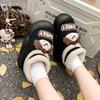 Fashion 2025 Cute Bear New Fashion Fluffy Thick-Soled Shoes Women's Comfortable and Warm Cotton Shoes Women's Non-Slip Indoor Slippers