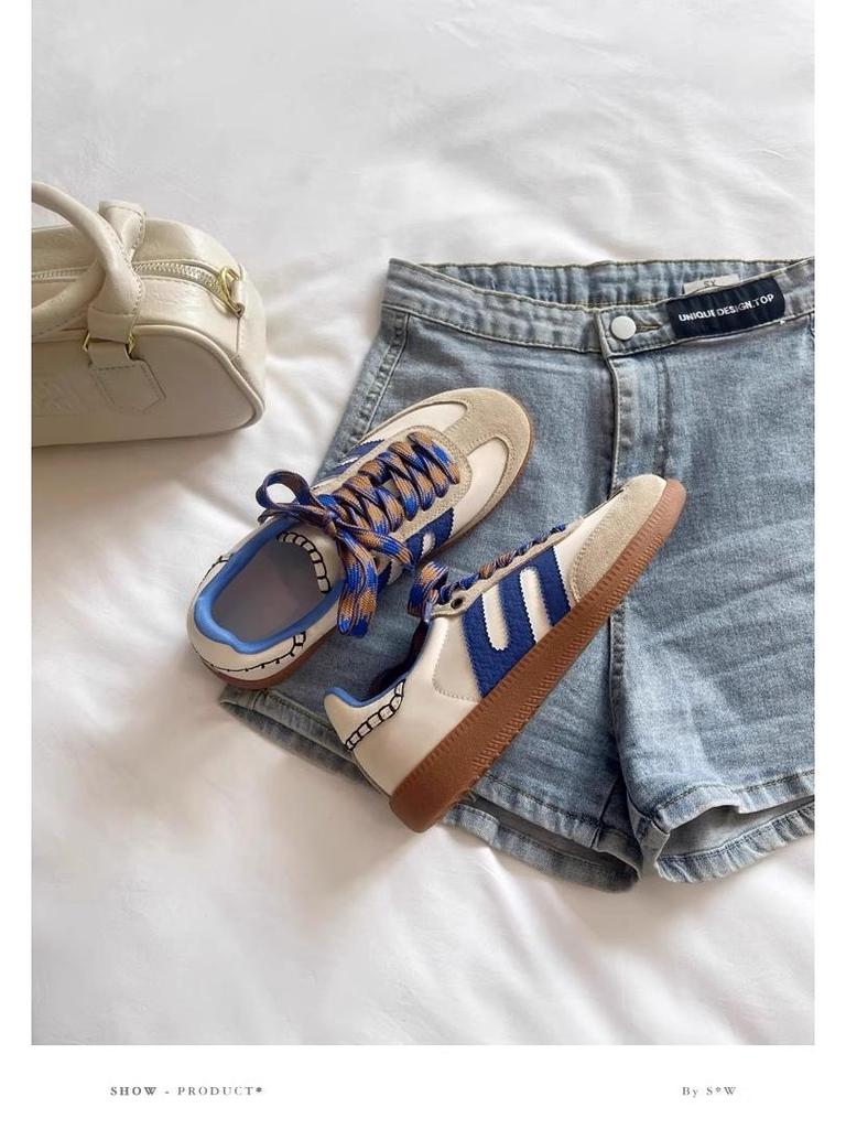 DONGJI Retro Genuine Leather Color Block German Trainer Casual Sneakers - Spring 2025 Edition