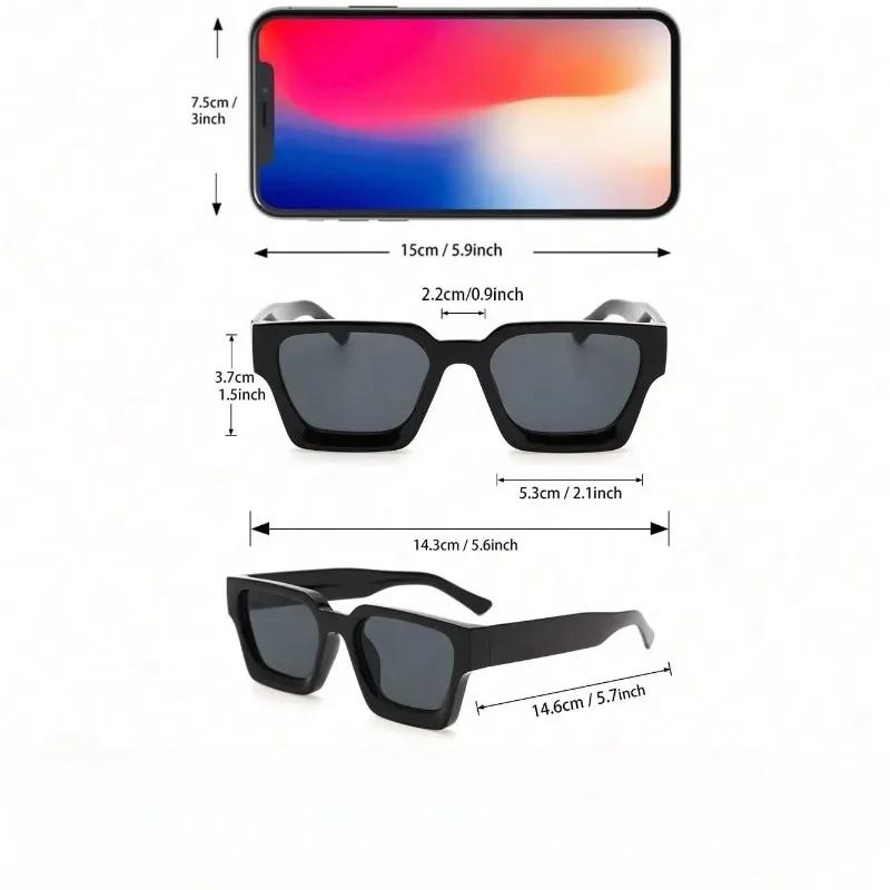 1PC Unisex Plastic Fashion Square Frame Sunglasses For Street Photography And Beach Trips Driving Accessories