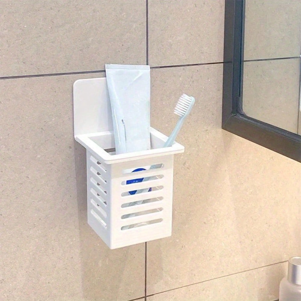 1pc of Wall-Mounted Toothpaste Holder with Drainage, Self-Adhesive for Storing Toothpaste and Toothbrushes
