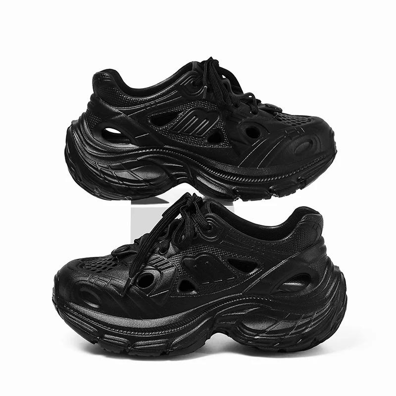 Fashion EVA Soft Platform Sandals Women 2025 Lace-Up Hollow Out Thick Bottom Sandals Woman Solid Color Non-Slip Casual Sandalias Mujer