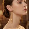 Shiny Long Tassel Glitter Drop Earrings for Women Gold Color Fashion Long Chain Metal Dangle Earring Wedding Party Jewelry
