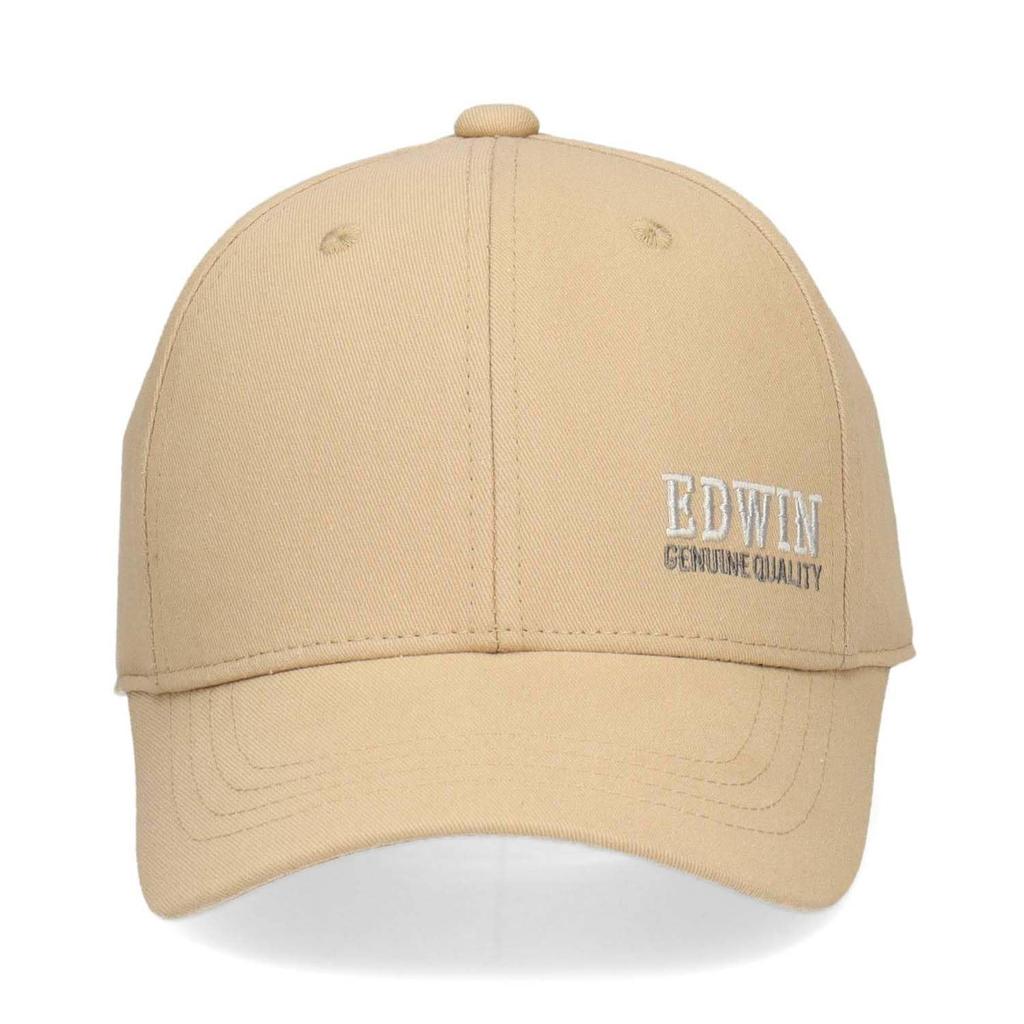 EDWIN Cotton Logo Cap, Beige, Men's Adjustable Baseball Hat, Simple Casual Design, Japanese Brand