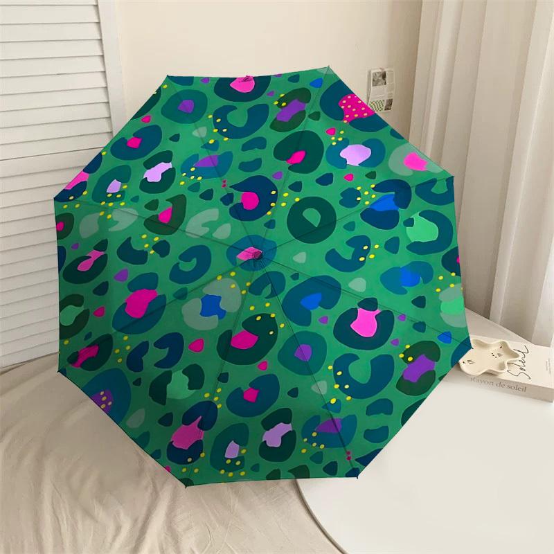

1PC Leopard print Pattern Umbrella-8-Rib Reinforced Portable Folding Travel Suitable for All Seasons Outdoor Daily Use-G368