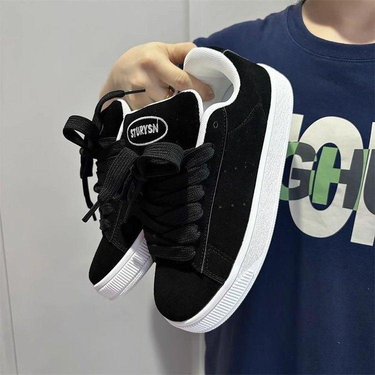 Hong Kong Style Couple Black Breadboard Shoes Tide Spring Summer New Retro Sports Moral Training Shoes
