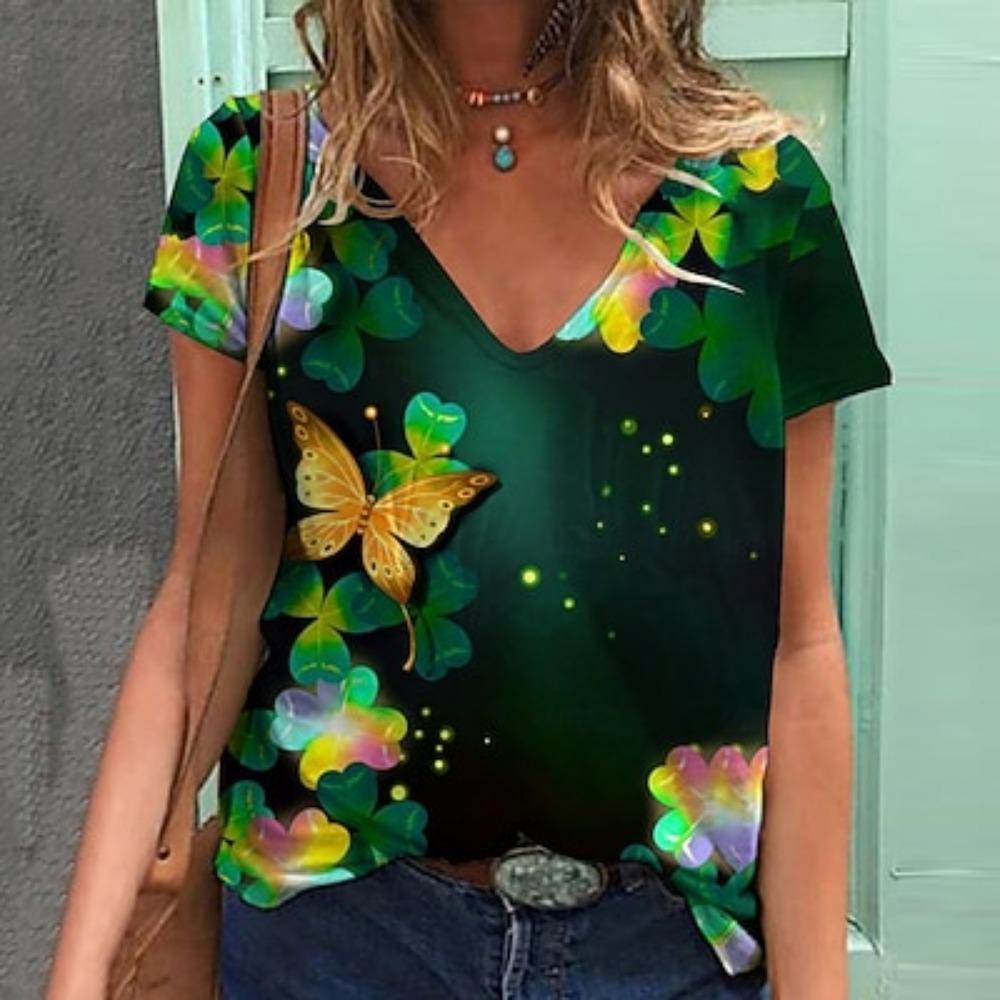 St. Patrick's Day Shamrock Irish T-shirt Cartoon Manga Anime Graphic For Women's Adults' Saint Patrick's Day 3D Print Casual Daily Festival