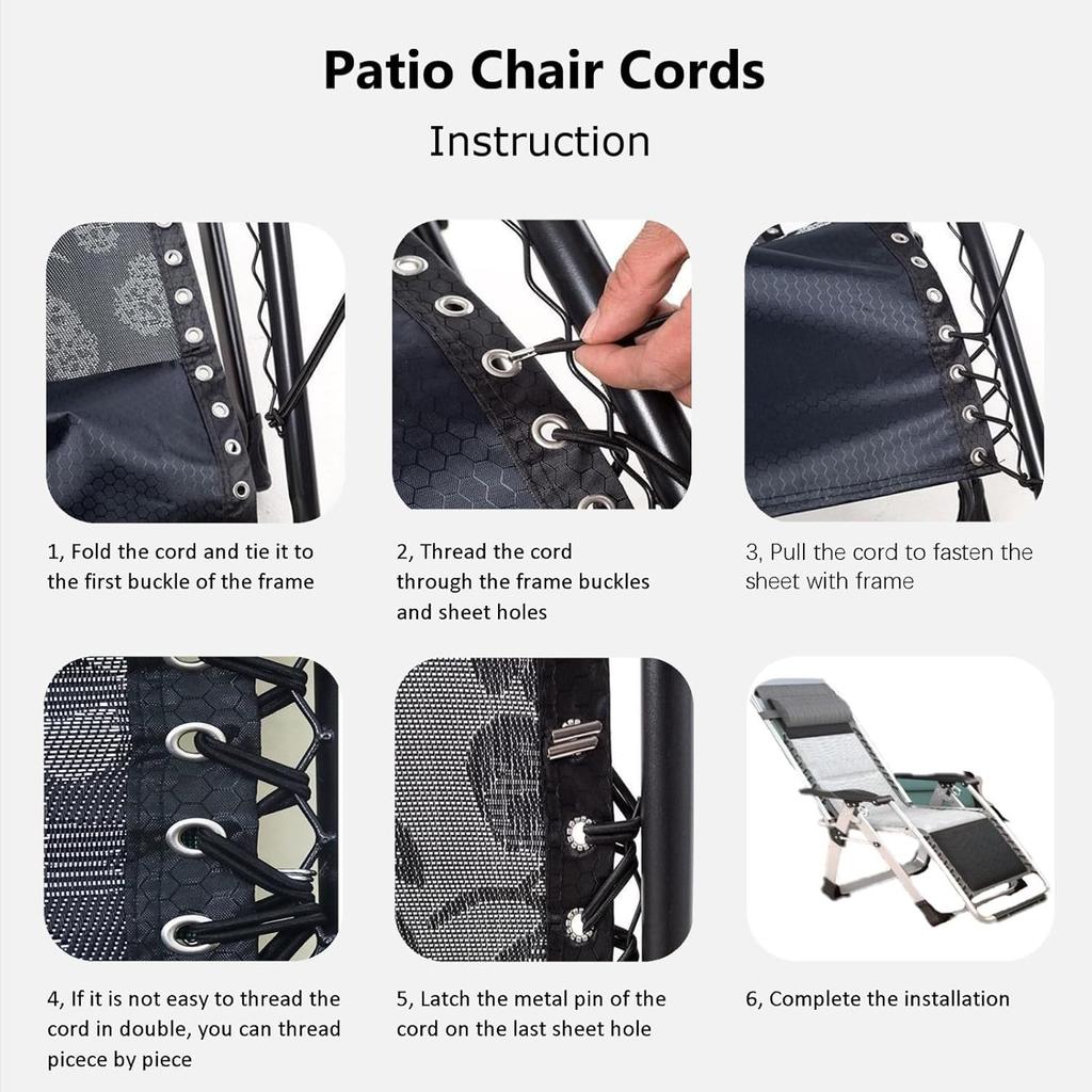 Zero-gravity Chair Elastic Replacement Rope 4-piece Set 2 Length 2 Short Suitable for Courtyard Recliners Lawn Bungee Chairs Beach Chairs Leisure Ch