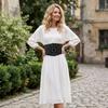 Black Designer Belts Ring Decoration Waistband High Quality Corset Belt  Female