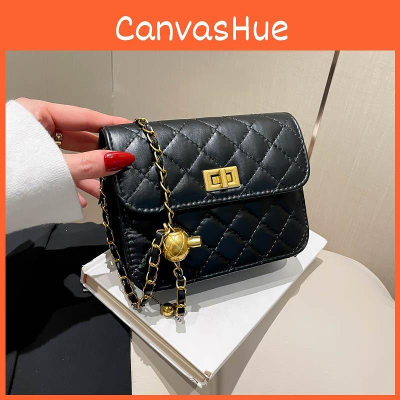 Fashion Bag Crossbody With Lingge Design And Chain Shoulder Strap Metal Ball