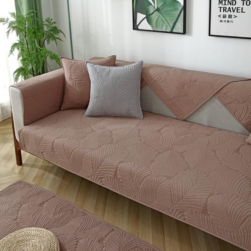 Nordic Simple Solid Color Sofa Cushion Four Seasons Pure Cotton Fabric Non-Slip Cotton Seat Cushion Universal Modern Sofa Cover Towel