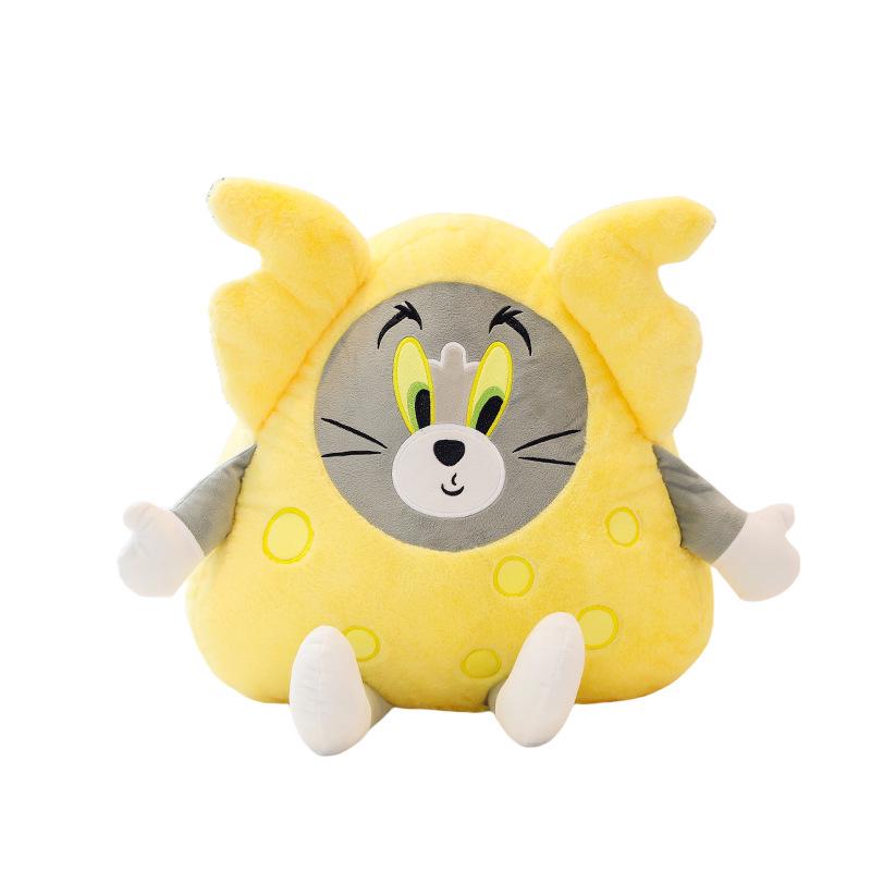 Cheese Cat and Mouse Plush Pillow: Adorable Cartoon Doll Gift for Kids' Birthdays