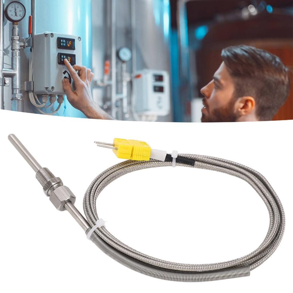 1/8" NPT Threade K-Type Thermocouple Stainless Steel ‑100 to 1250 ℃ Temperature Sensor 80mm Probe Compression Fittings