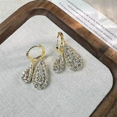 Japanese And Korean Water Droplets Full Of Diamonds, Zircon Earrings, Simple Temperament Earrings, Versatile Fashion Accessories