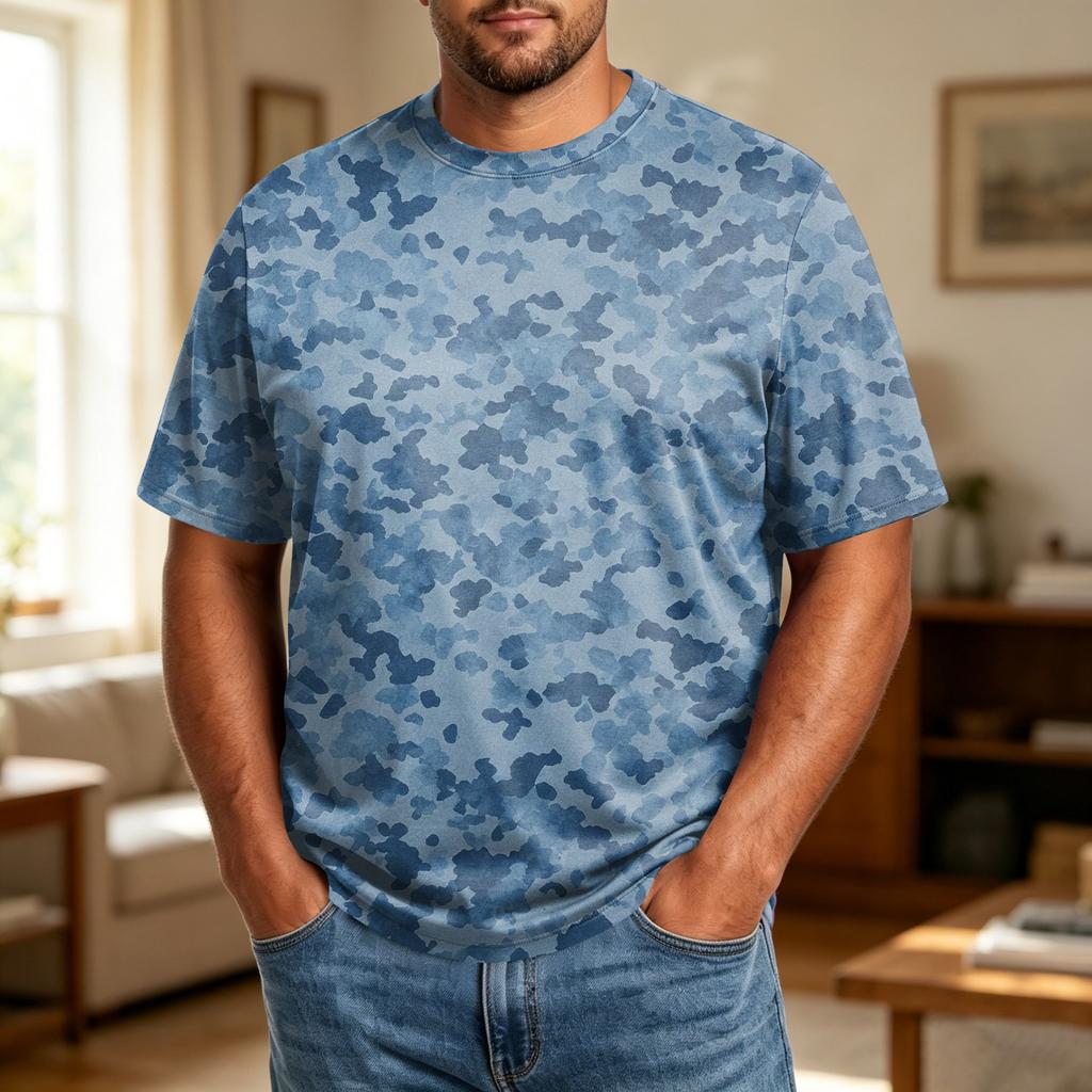 Camiseta Informal Transpirable Cómoda de Manga Corta con Cuello Redondo para Hombre Talla Grande Tejido Suave Top de Verano