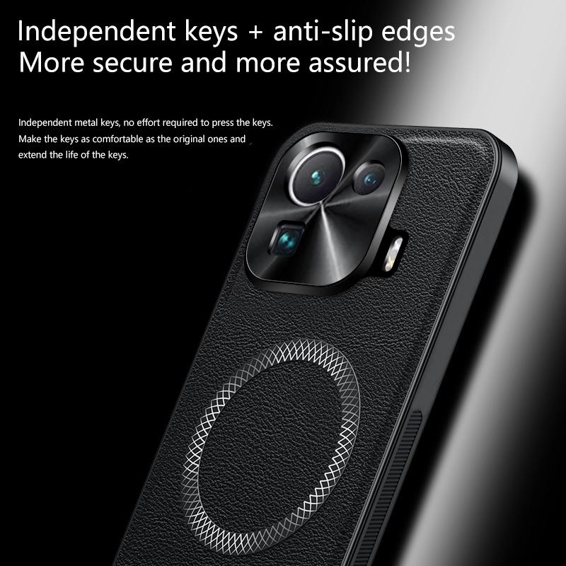 For Xiaomi Mi 11 Pro Case Magnetic Elegant Leather Wear-Resistant Lens Fully Covered Non-Slip Grip Edge Cover Shell