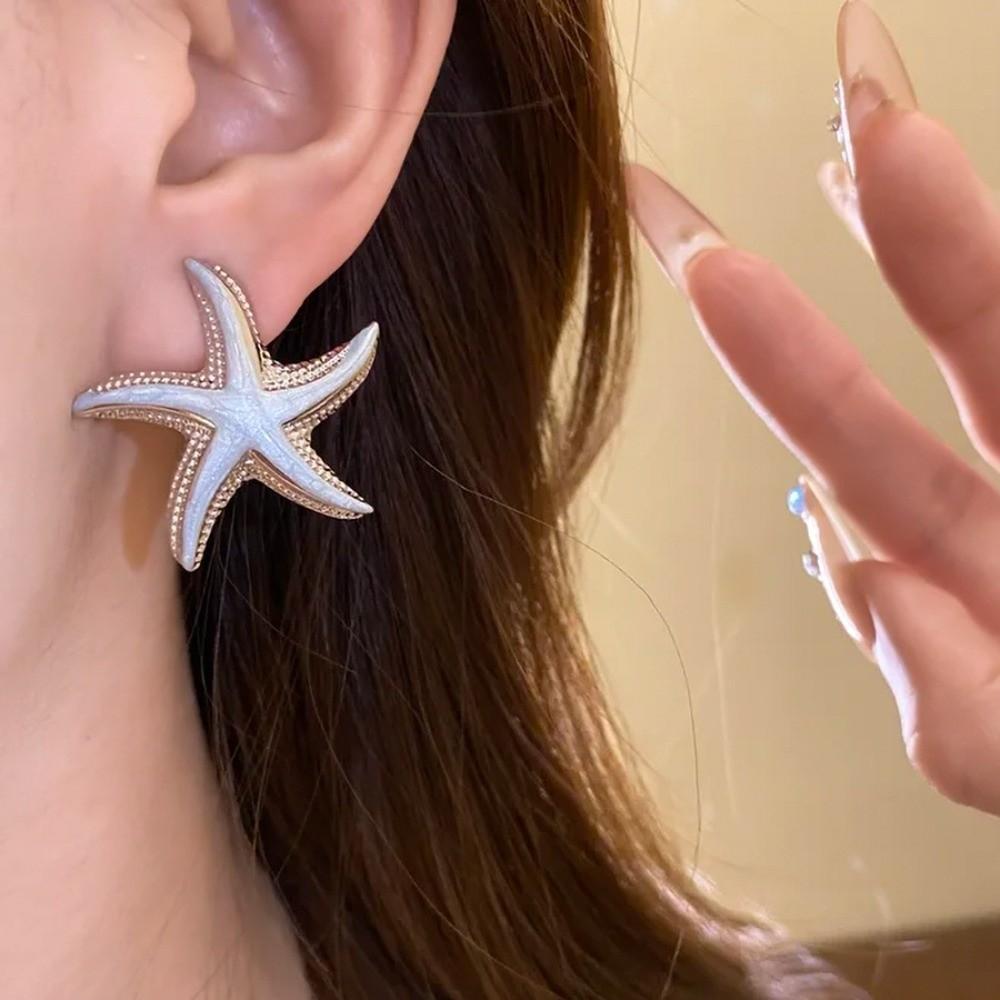 Star Starfish Ear Studs Geometric Korean Style Earrings Starfish Stud Earrings  Girl Couple Gift