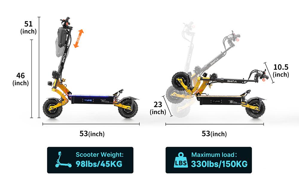 YUME X11+ Electric Scooter, 3000W*2 Motor, 60V 27Ah Battery, 11-inch Off-road Fat Tires, 80km/h Max Speed